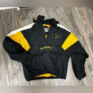 VINTAGE 90s Purdue Black and Yellow Pullover Jacket